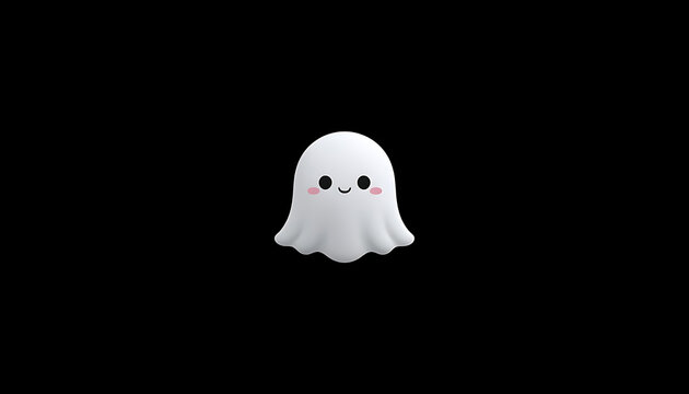 Little cute ghost character floating with smiling expression character halloween friendly isolated background