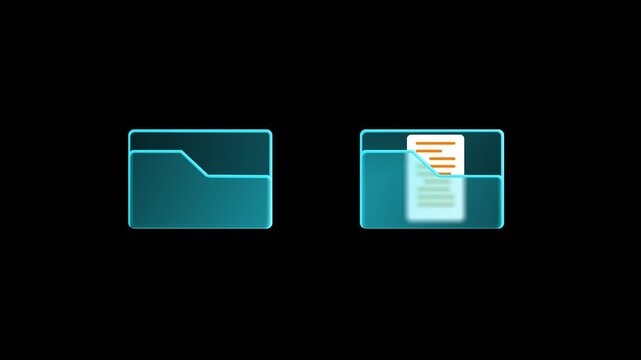 Moving documents between folders animation on transparent background