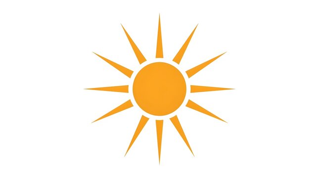 Minimalist golden sun symbol with radiating geometric rays isolated on a white background, suitable for branding, energy, nature, weather, and modern logo design.