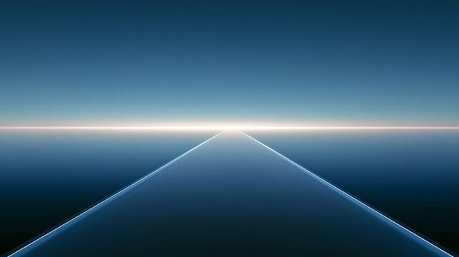 clean digital horizon line stretching across vast minimal space, subtle soft glow, futuristic metaverse atmosphere, elegant web3 concept,