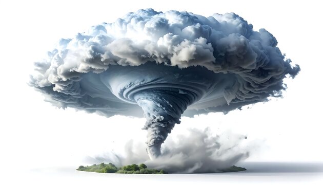 Violent Supercell Tornado Swirling Over A Landscaped Plain Under Dark Storm Clouds