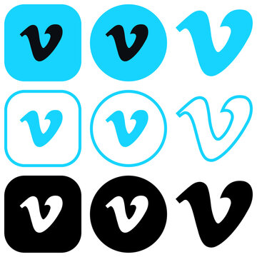 Vimeo logo set. vimeo icon buttons, social media icons , social networking logo , watch videos, live streaming platform