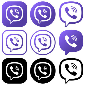 viber logo set. viber icon buttons, social media icons , social networking logo , chat message communication platform