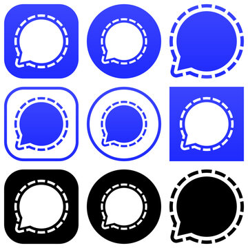 signal messenger logo set. signal icon buttons, social media icons , social networking logo , chat message communication platform