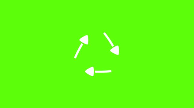 Animated black curved arrows forming a circular cycle, symbolizing rotation, refresh, recycling, workflow, navigation, movement, process, and continuous loop.