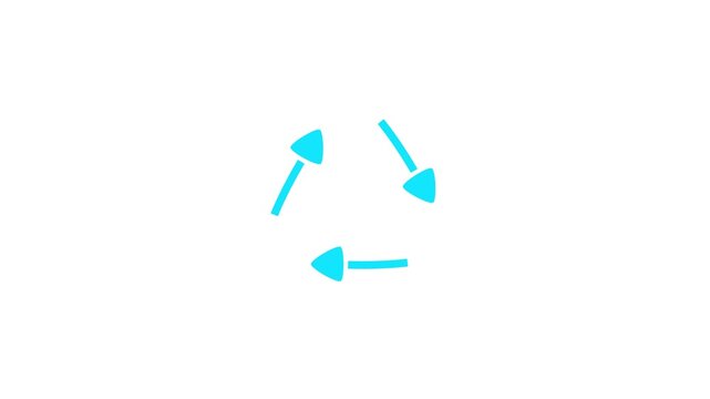 Animated black curved arrows forming a circular cycle, symbolizing rotation, refresh, recycling, workflow, navigation, movement, process, and continuous loop.