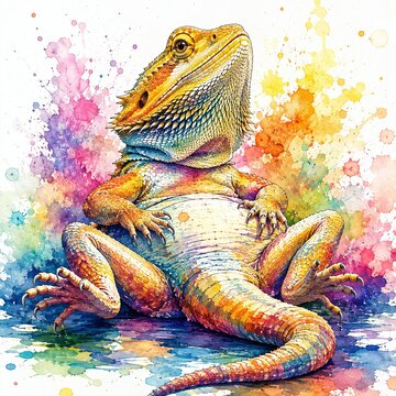 lagartija lizard watercolor art 