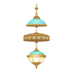 Antique Brass UFO Hanging Lamp Isolated