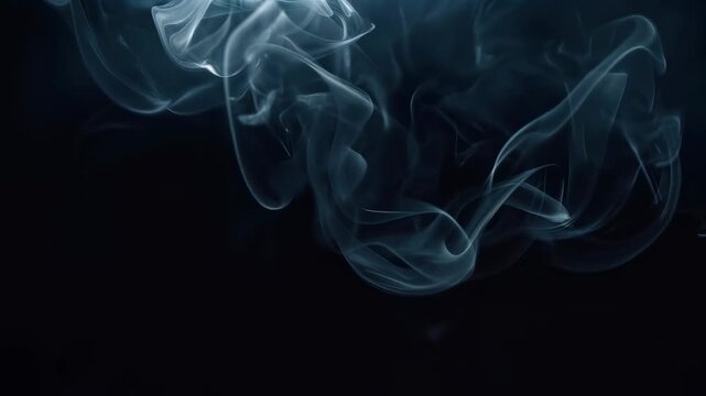 Abstract smoke swirl dark background soft blue haze layered motion trail