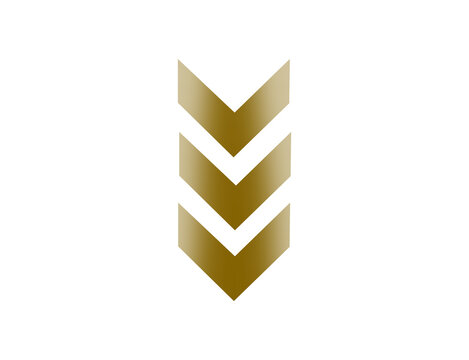 Gold Triple Chevron Down Arrow Icon