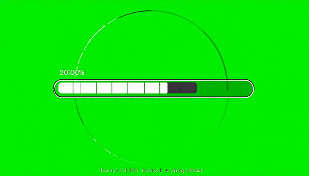 Green loading bar progress indicator with percentage, circle, and text on a green background for digital design