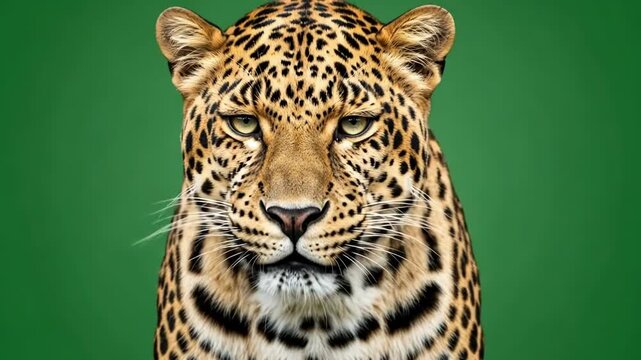 A majestic close-up portrait of a leopard staring directly into the camera
