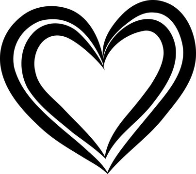 Concentric Triple Outline Heart Line Art Vector Isolated on Transparent Background