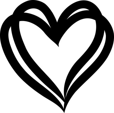 Layered Double Line Heart Vector Illustration Isolated on Transparent Background