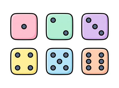 Pastel Dice Number Icon Set for Math Worksheets, Classroom Games and Educational Printables
