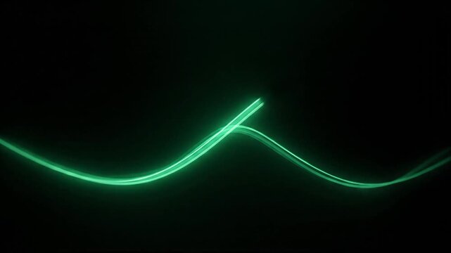 Dynamic Green Light Wave Animation with Fluid Motion and Glowing Effect