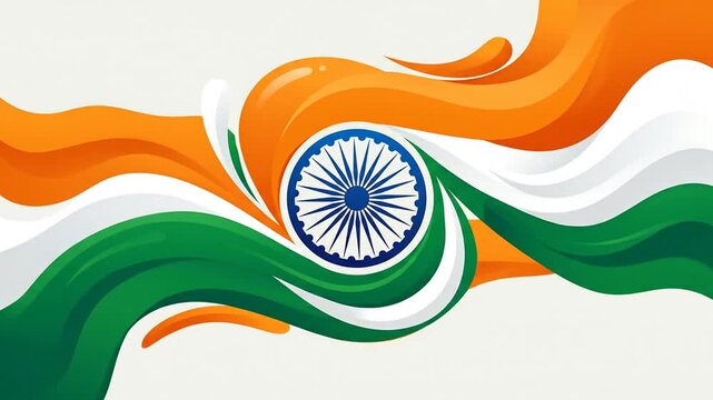 Dynamic abstract representation of Indian national flag with flowing colors symbolizing patriotism and unity in motion
