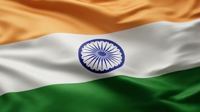 Collection of Indian Flags with vivid colors rippling in the wind showcasing national pride