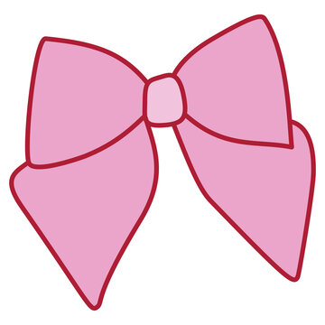 Cute Pink Ribbon Bow Vector Illustration Isolated on Transparent Background