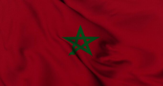 4K animation of the Moroccan national flag waving in the wind