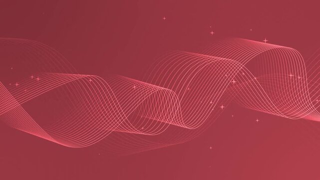Flowing wireframe line waves Background animation, Abstract background with flowing wave lines and small star-like sparkles