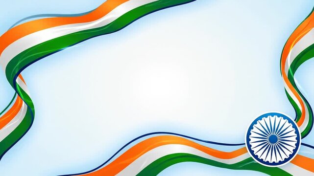 Vibrant Indian Flag with Dynamic Sash Waves and Symbolic Emblem Representation