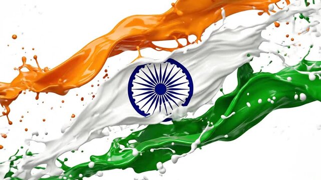 Dynamic celebration of Indian nationalism with vivid flag colors in fluid motion