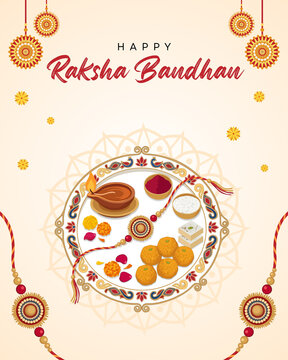 Raksha Bandhan Red Gold and Beige Traditional Greeting Poster