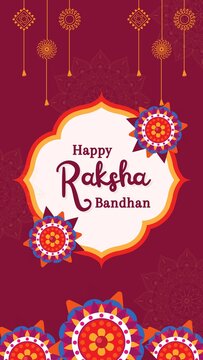 Raksha Bandhan Red and Purple Traditional Greeting Poster Story