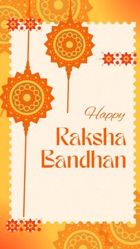 Raksha Bandhan Orange Traditional Greeting Poster Story