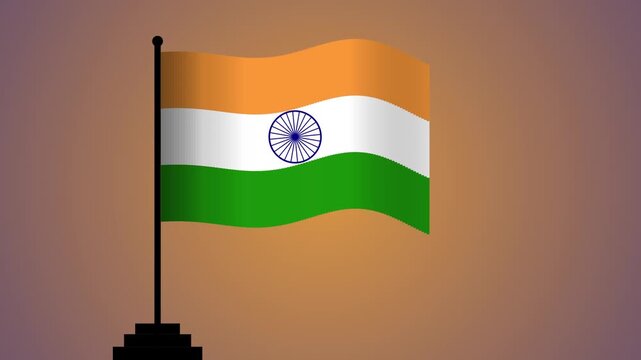 Waving flag of india on a flagpole with a soft gradient background for national pride and independence day celebration events and patriotic graphic designs