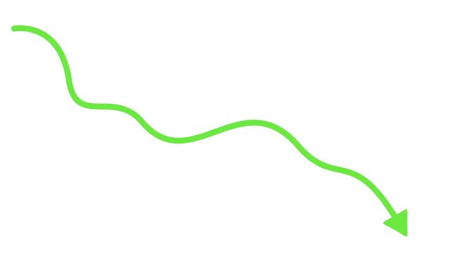 Curved arrow line pointing downward simple minimal graphic animation