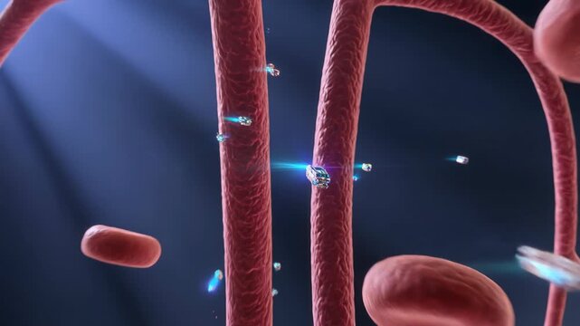 3D Scientific Visualization of Nanoparticles Traveling Through Bloodstream and Blood Vessels