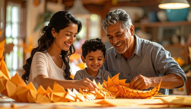 Family Carving Pumpkins Together - A Heartwarming Halloween Tradition.