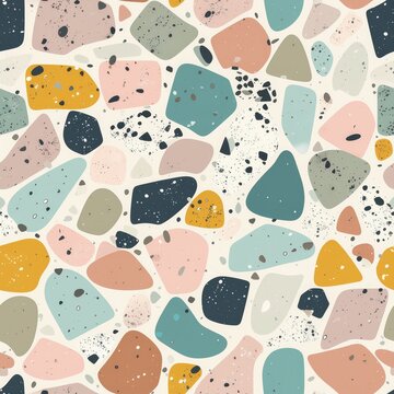 Pastel Terrazzo Seamless Pattern Abstract Stone Chips Mosaic