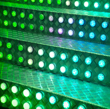 Steps with light bulbs in the park amused