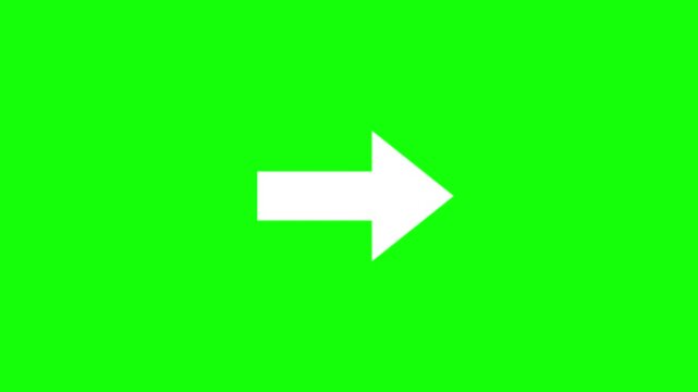 White arrow pointing right motion graphic alpha channel high quality 4K animation pointer direction indicator green screen pointer direction indicator green screen high quality 4K animation