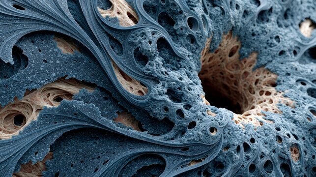 Intricate Blue-Grey Organic Fractal Surface Texture