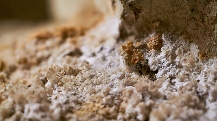 Fototapeta premium Close up of textured mineral formations on a cave wall with soft natural lighting highlighting surface details