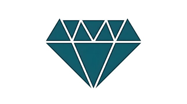Abstract teal geometric diamond composed of triangular segments and clean white divisions, creating a modern faceted gemstone-inspired symbol isolated on a white background.
