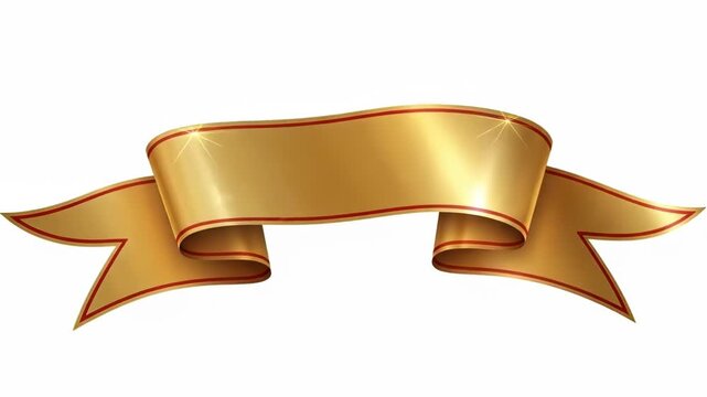 A smooth and elegant golden ribbon banner isolated on a clean white background