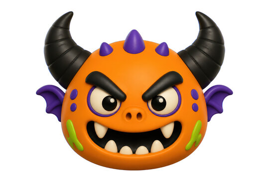 Orange cartoon monster face with horns