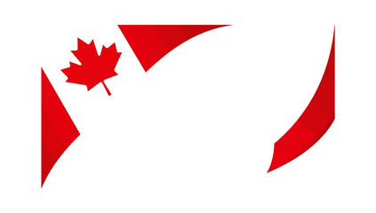 Obraz premium A minimalist graphic design featuring a vibrant red canadian maple leaf icon surrounded by three abstract red geometric shapes on a plain white background