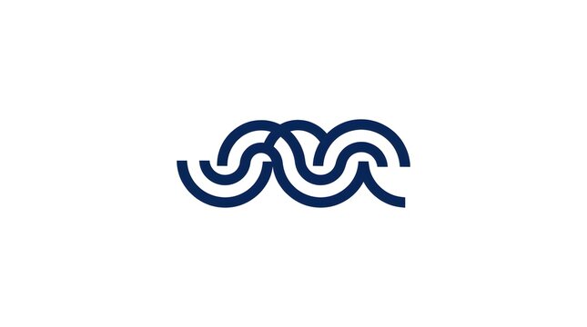 Abstract minimalist wave logo made from smooth interlocking curved lines, creating a flowing symmetrical geometric symbol.