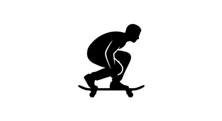 Fototapeta premium Skateboarder Silhouette Vector, Extreme Sports Action Icon, Urban Lifestyle Graphic, Dynamic Athlete Pose, Black and White Graphic Resource
