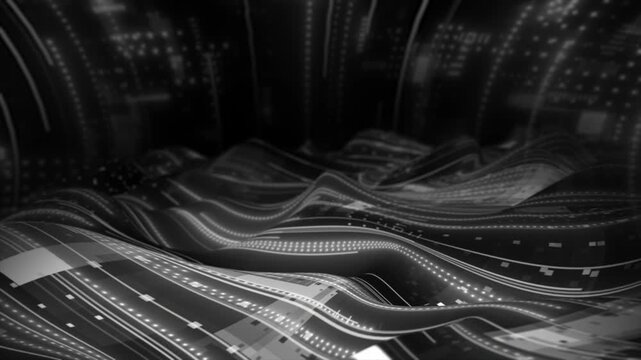 White   color branching neural network complex algorithm hi-tech design dark technology background