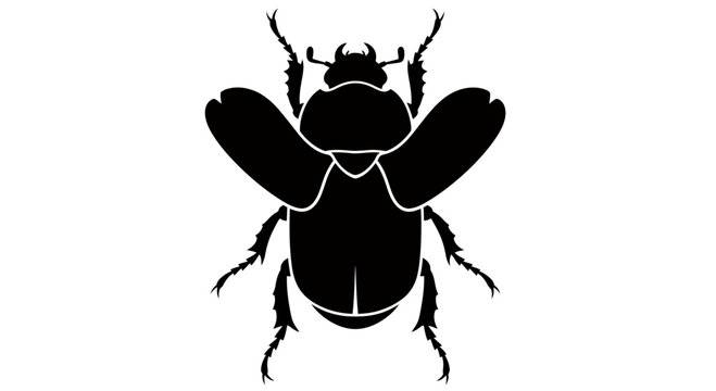 Silhouette of a large beetle on white background, showcasing a bold insect form.