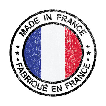 Made in France Stamp with French Flag - Circular Seal Design