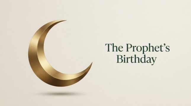 Golden crescent moon symbol for the prophet birthday celebration