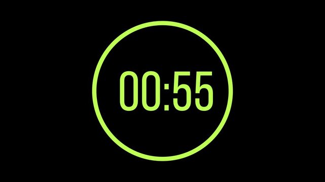 One-minute countdown timer animation in 4k